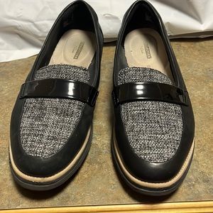 Clark’s black leather